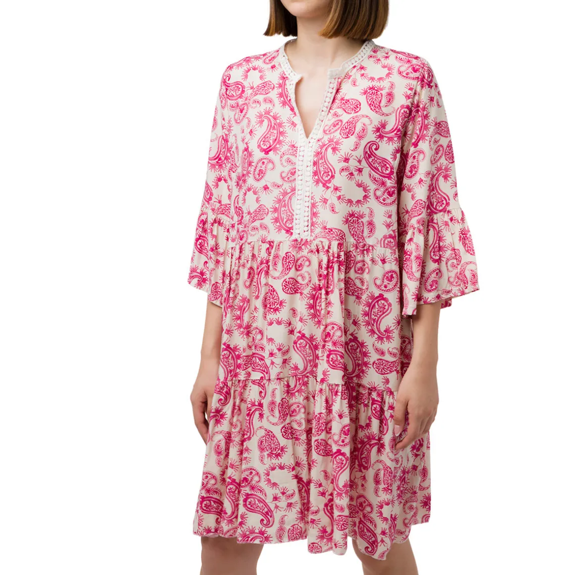 Abito da donna bianco con stampe fucsia Swish Jeans