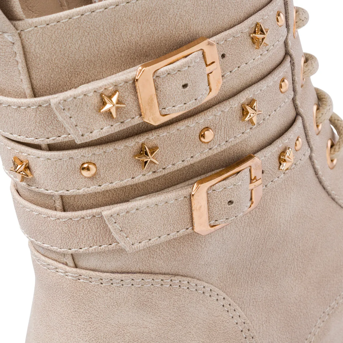 Anfibi beige da Bambina e Ragazza con fibbie e stelle Dieci Baci