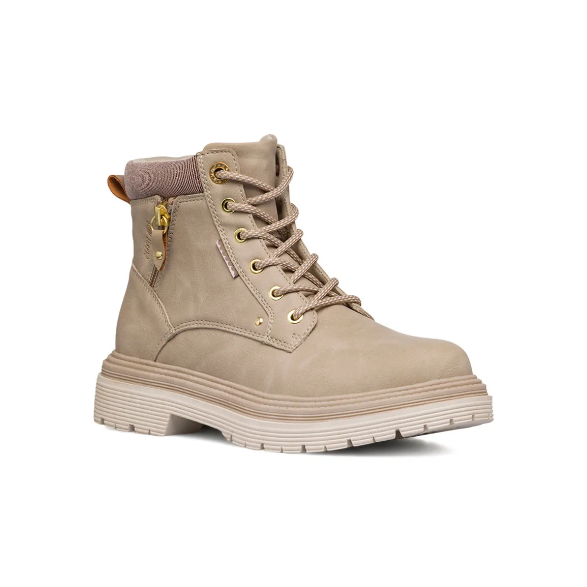 Anfibi beige da Donna con zip laterale Lora Ferres