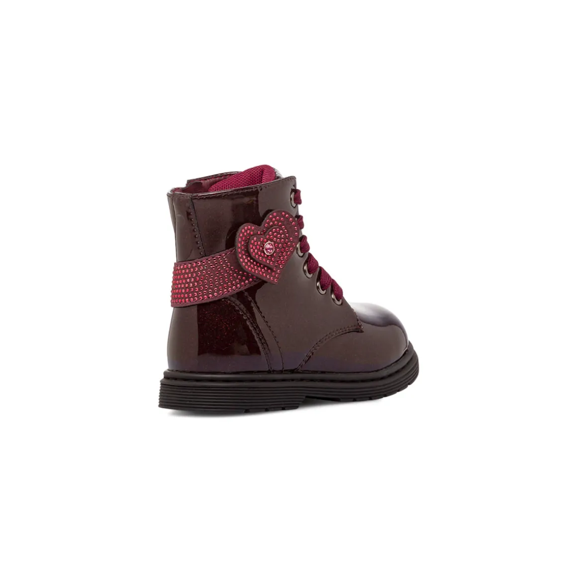 Anfibi bordeaux da Bambina con cuori e strass Dieci Baci