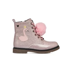 Anfibi da bambina Le scarpe di Alice rosa con glitter e dettaglio fenicottero