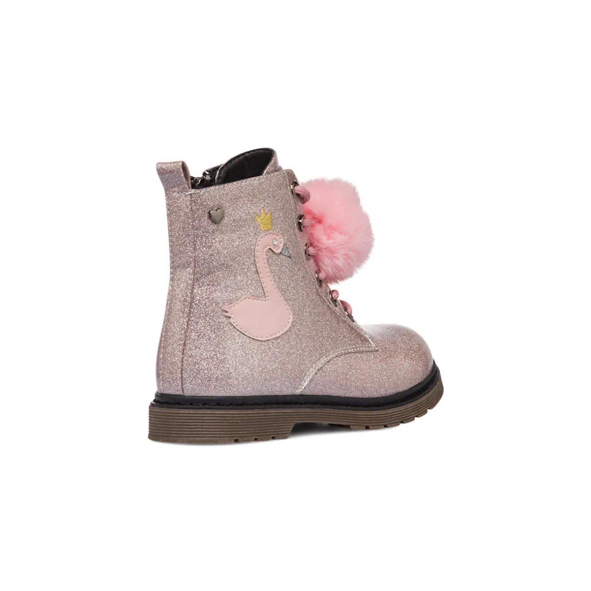 Anfibi da bambina Le scarpe di Alice rosa con glitter e dettaglio fenicottero