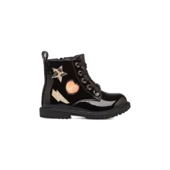 Anfibi da bambina neri effetto vernice Le Scarpe di Alice