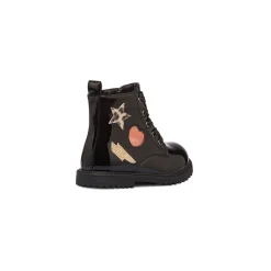 Anfibi da bambina neri effetto vernice Le Scarpe di Alice