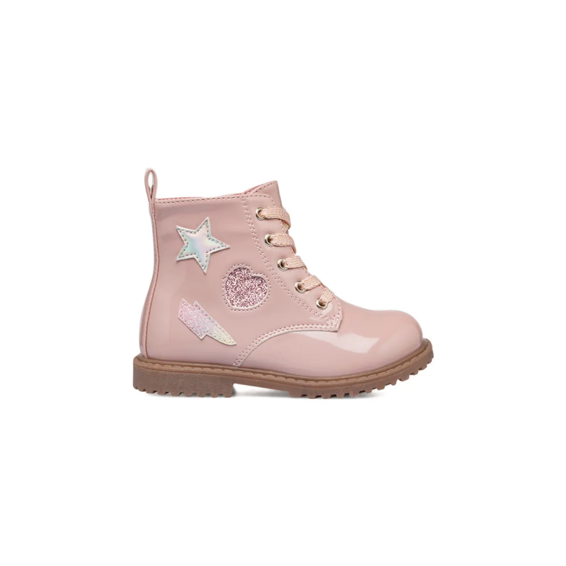 Anfibi da bambina rosa effetto vernice Le Scarpe di Alice