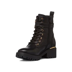 Anfibi da donna neri con cinturino color oro Lora Ferres
