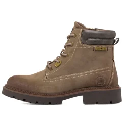 Anfibi da uomo Americanino taupe con chiusura lacci e zip laterale.