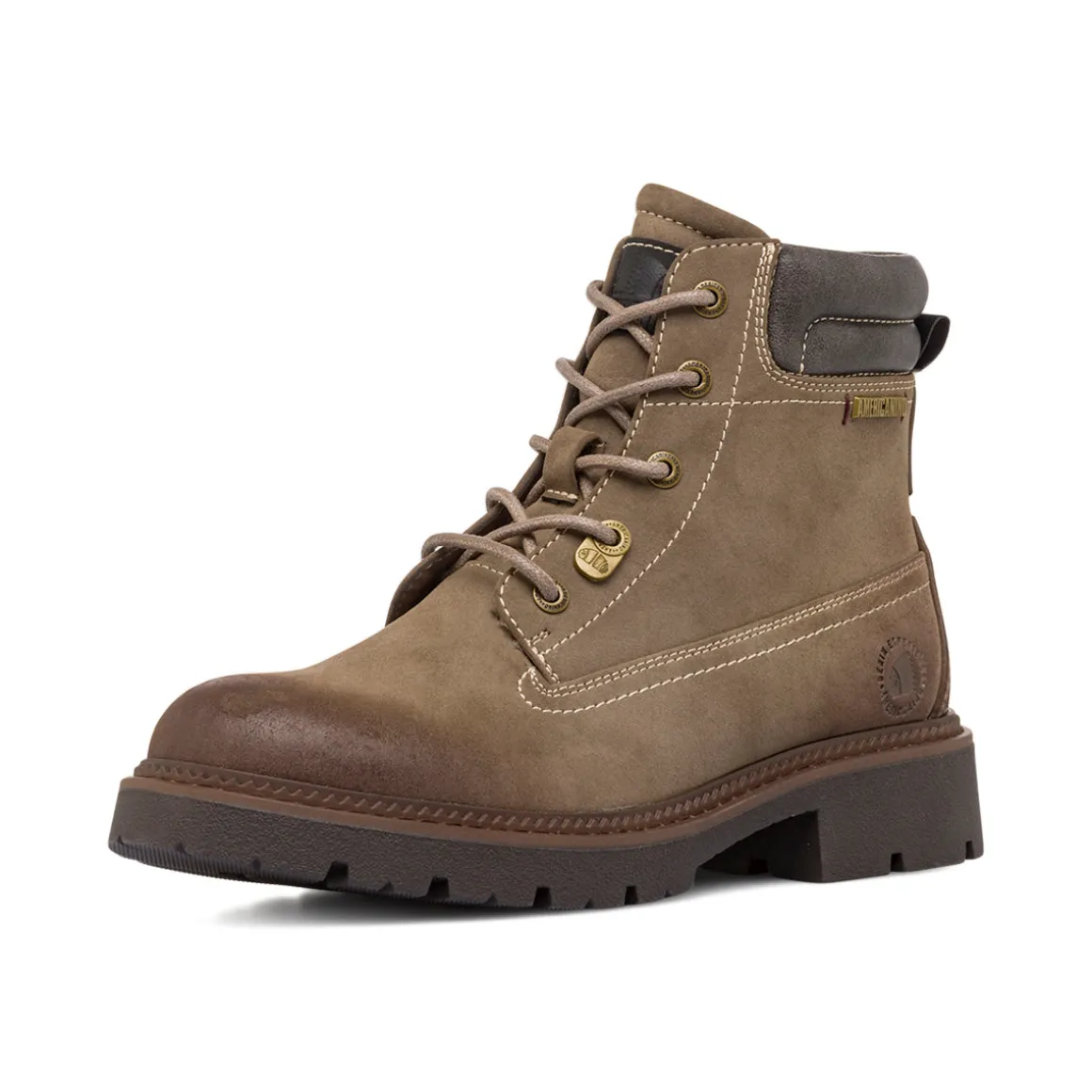 Anfibi da uomo Americanino taupe con chiusura lacci e zip laterale.