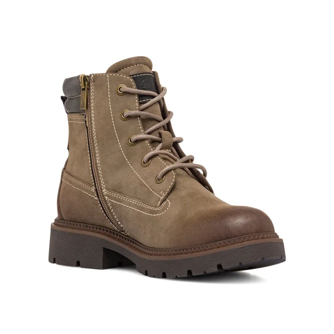 Anfibi da uomo Americanino taupe con chiusura lacci e zip laterale.