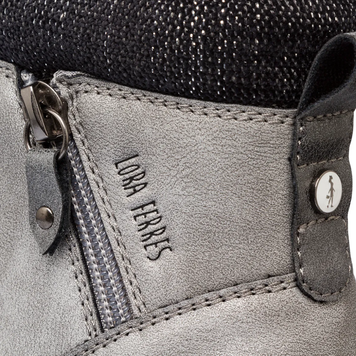 Anfibi grigi effetto vintagevda Donna con zip laterale Lora Ferres