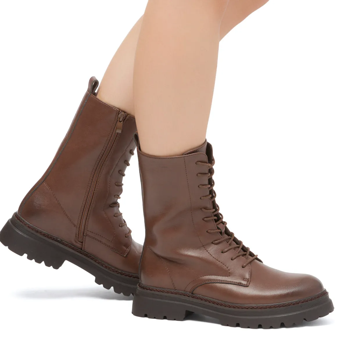 Anfibi marroni da donna con zip Swish Jeans