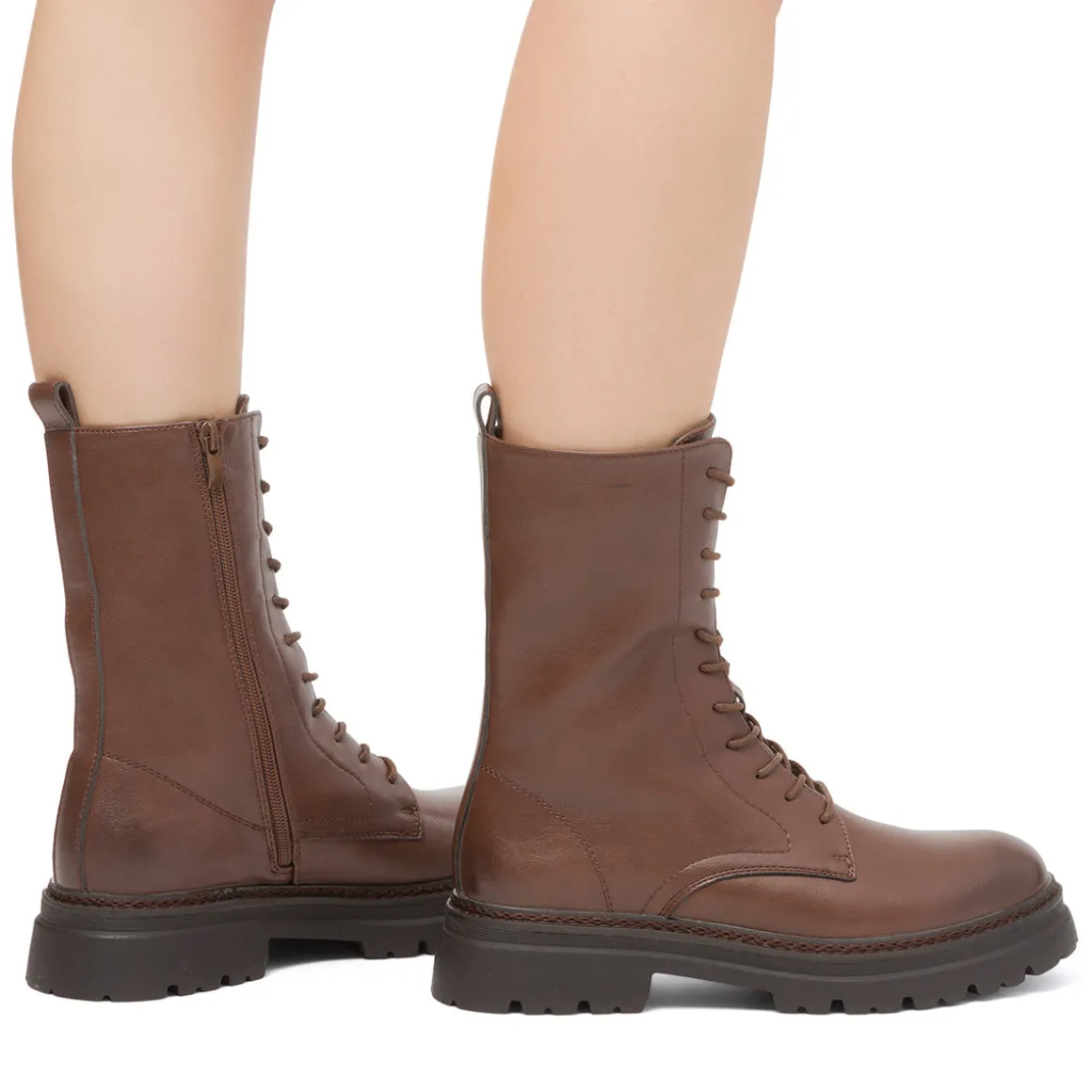 Anfibi marroni da donna con zip Swish Jeans