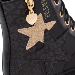 Anfibi neri bambina e ragazza con stelle glitter dorate Dieci Baci