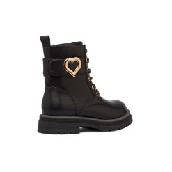 Anfibi neri da bambina con dettaglio cuore gioiello Le scarpe di Alice