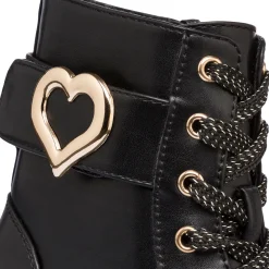 Anfibi neri da bambina con dettaglio cuore gioiello Le scarpe di Alice