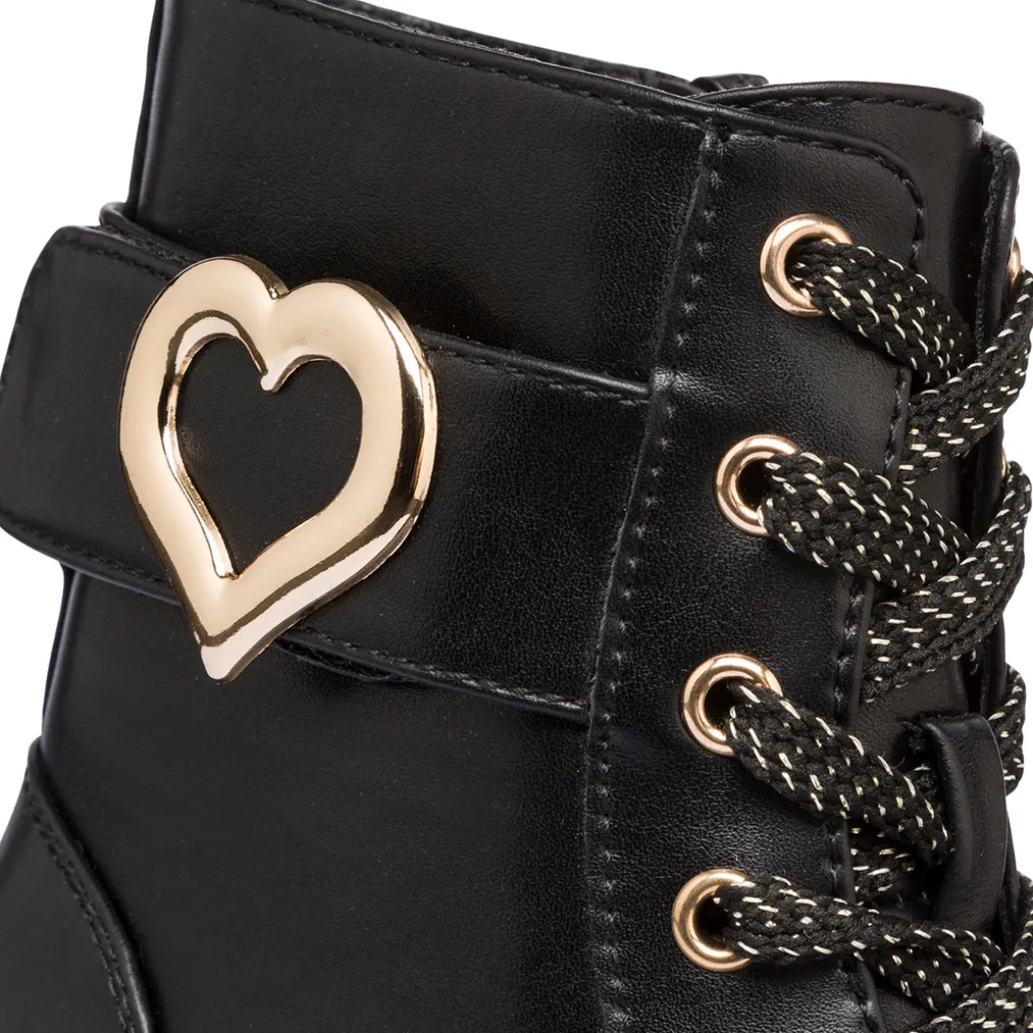 Anfibi neri da bambina con dettaglio cuore gioiello Le scarpe di Alice