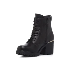 Anfibi neri da Donna con zip e tacco 7 cm Lora Ferres