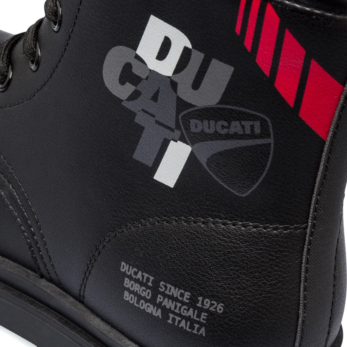 Anfibi neri da ragazzo con stampe e logo Ducati