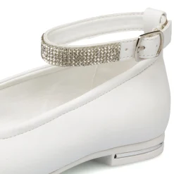 Ballerine bianche da ragazza con strass sul cinturino 10 Baci