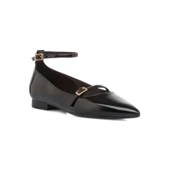 Ballerine da donna nere effetto vernice Lora Ferres con fibbia