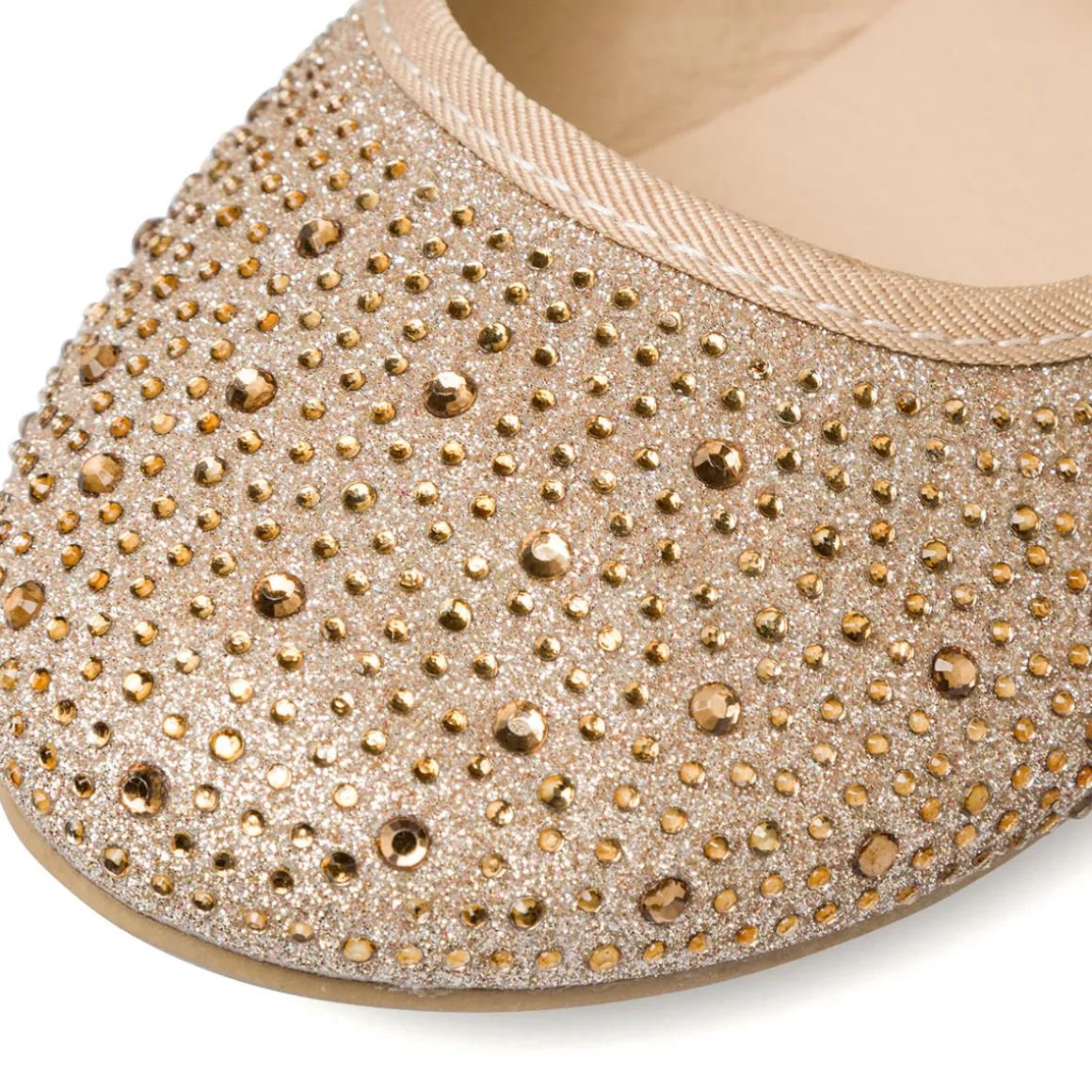 Ballerine glitter oro da ragazza con strass 10 Baci