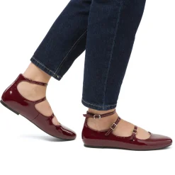 Ballerine Mary Jane da donna bordeaux burgundy con cinturini Swish Jeans