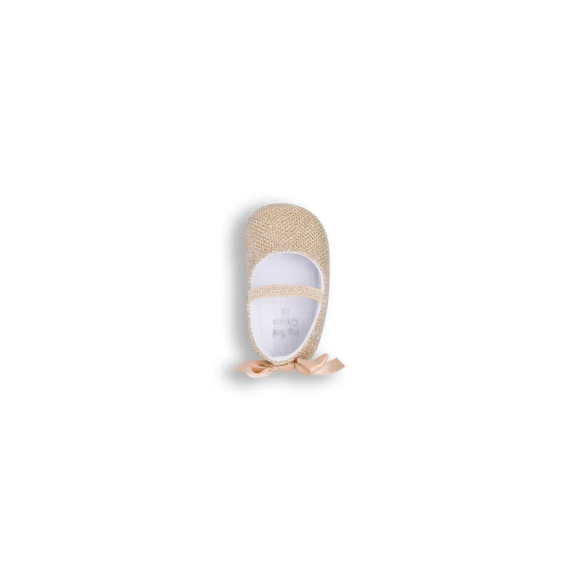 Ballerine neonata Chicco oro con glitter e fiocco in raso