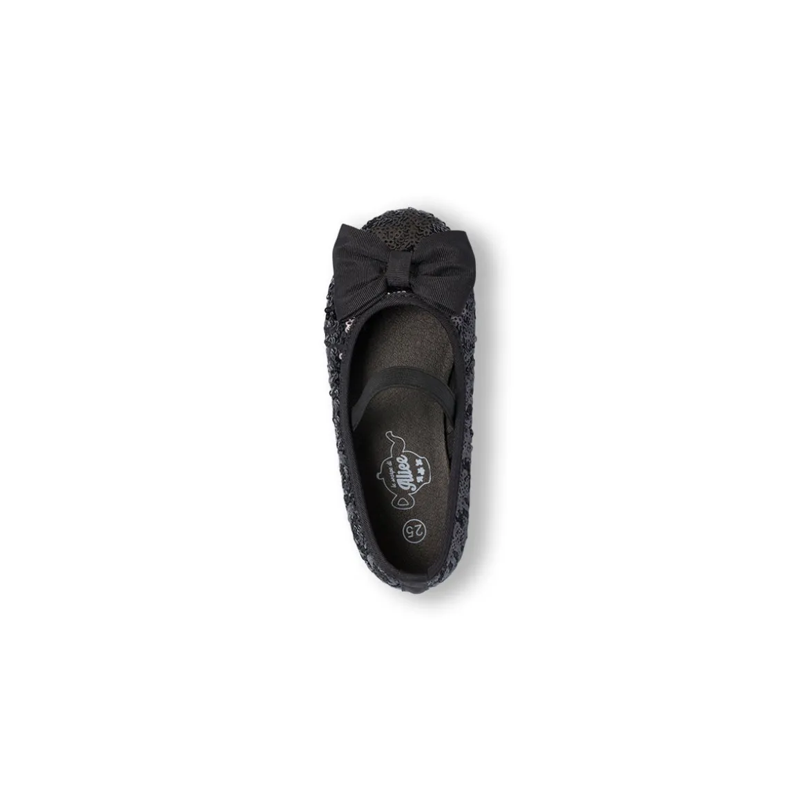 Ballerine nere con fiocco e paillettes da Bambina Dieci Baci