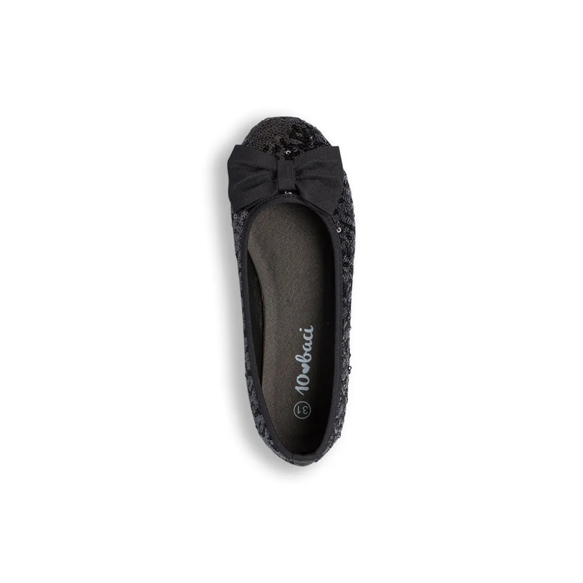 Ballerine nere da Bambina con fiocco e paillettes Dieci Baci