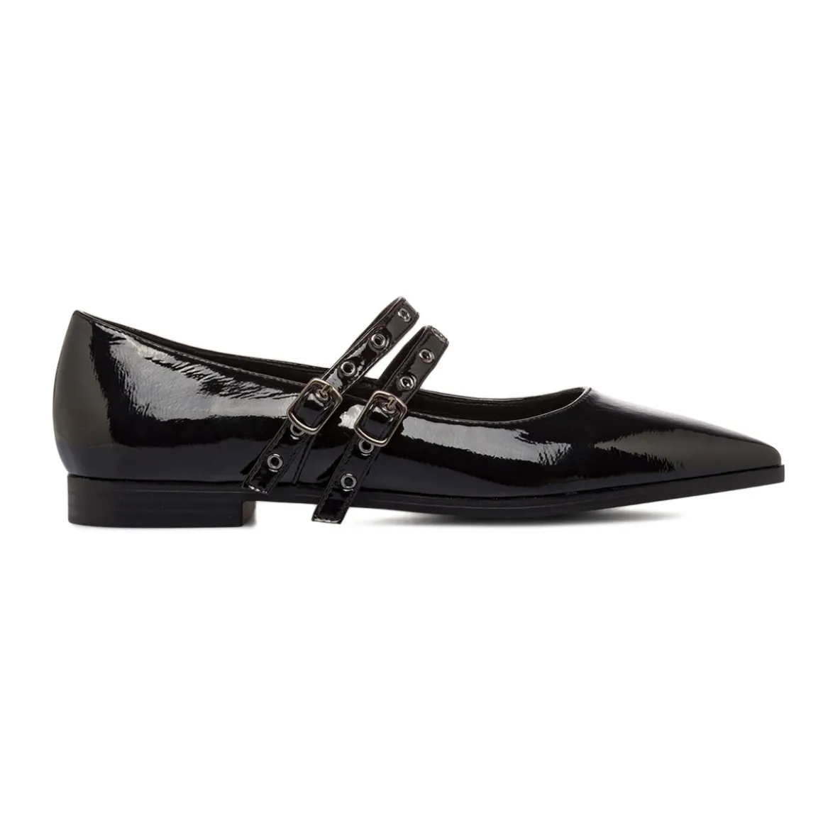 Ballerine nere da Donna con fibbie effetto vernice Lora Ferres