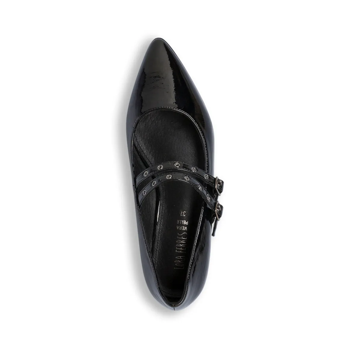 Ballerine nere da Donna con fibbie effetto vernice Lora Ferres