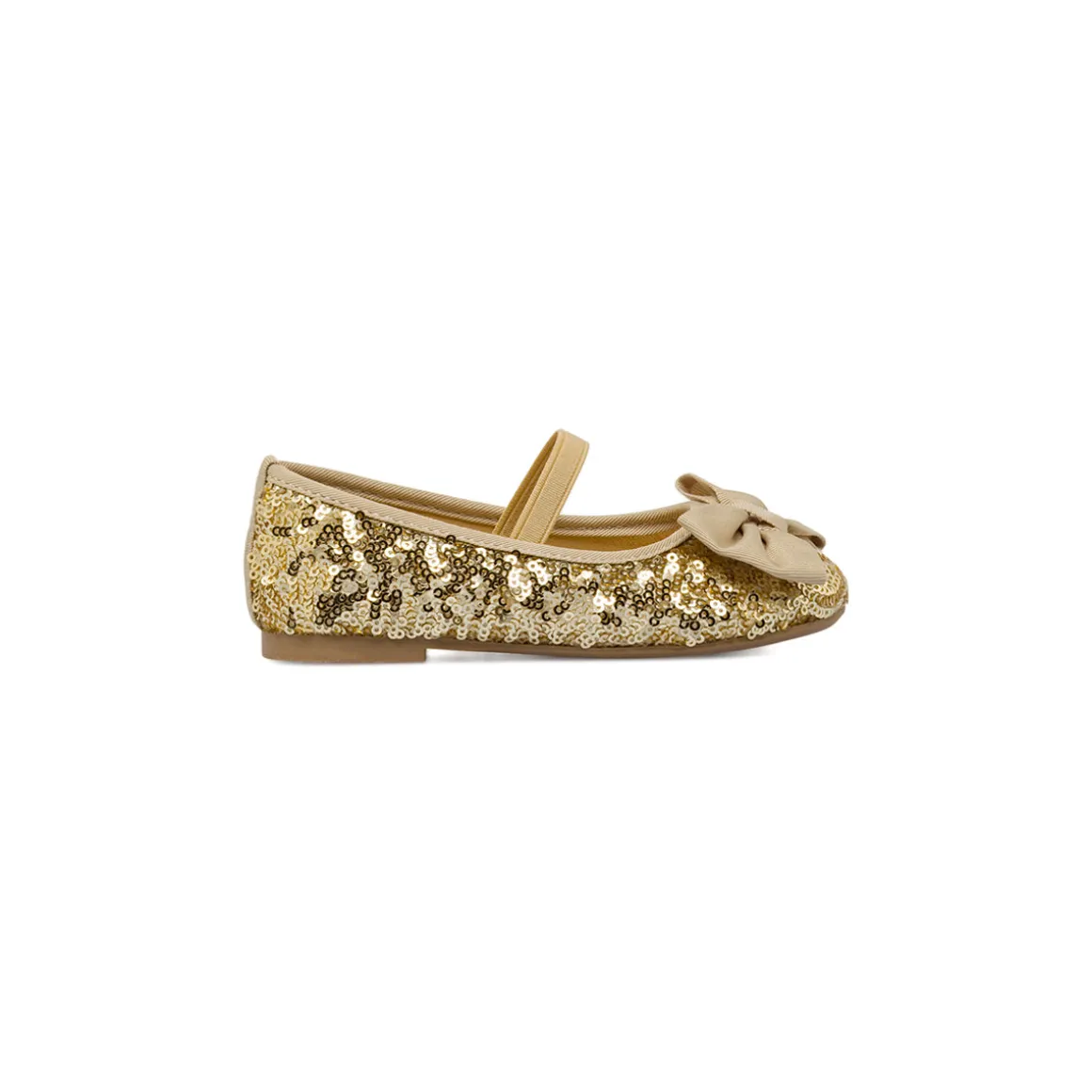 Ballerine oro con paillettes e fiocco da Bambina Dieci Baci