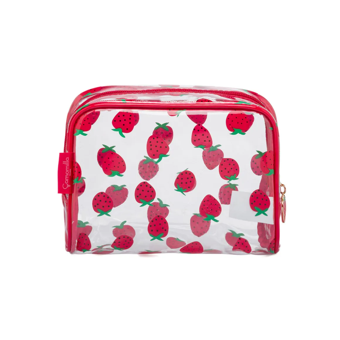 Beauty Case da Donna rosso con stampa fragole Camomilla Milano