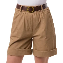 Bermuda Taupe da Donna in cotone con tasche a filetto e cintura Swish Jeans