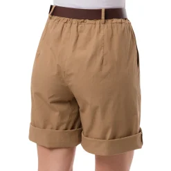 Bermuda Taupe da Donna in cotone con tasche a filetto e cintura Swish Jeans