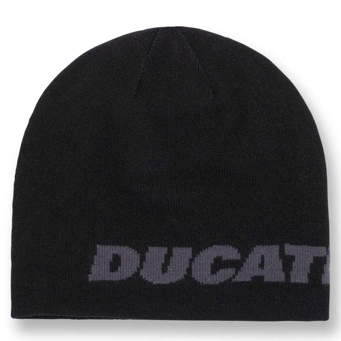 Berretto da uomo reversibile nero in maglia con logo a contrasto Ducati Corse