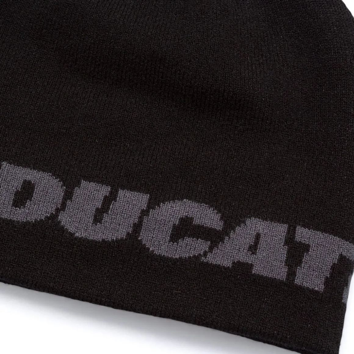 Berretto da uomo reversibile nero in maglia con logo a contrasto Ducati Corse