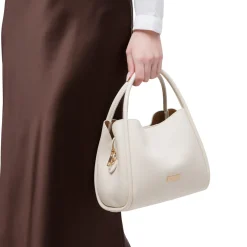 Borsa a mano beige da Donna con logo dorato Lora Ferres