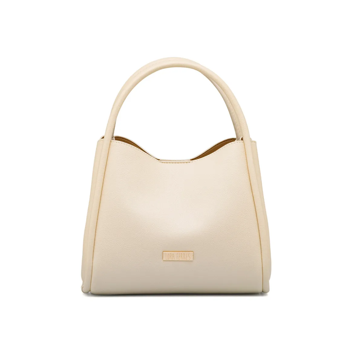 Borsa a mano beige da Donna con logo dorato Lora Ferres
