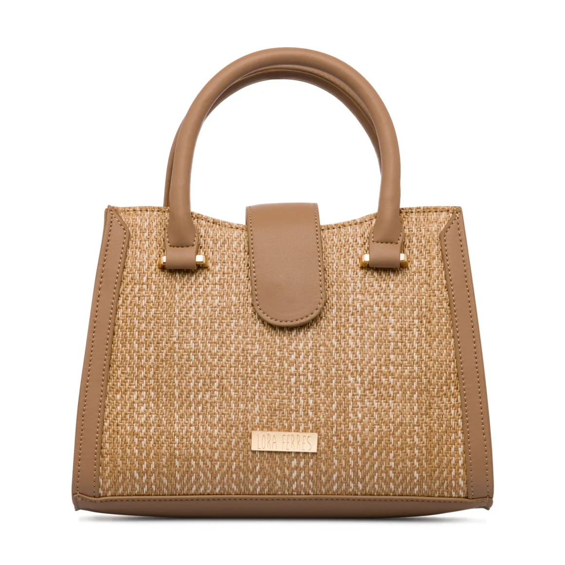 Borsa a mano beige da Donna con dettaglio effetto rafia Lora Ferres