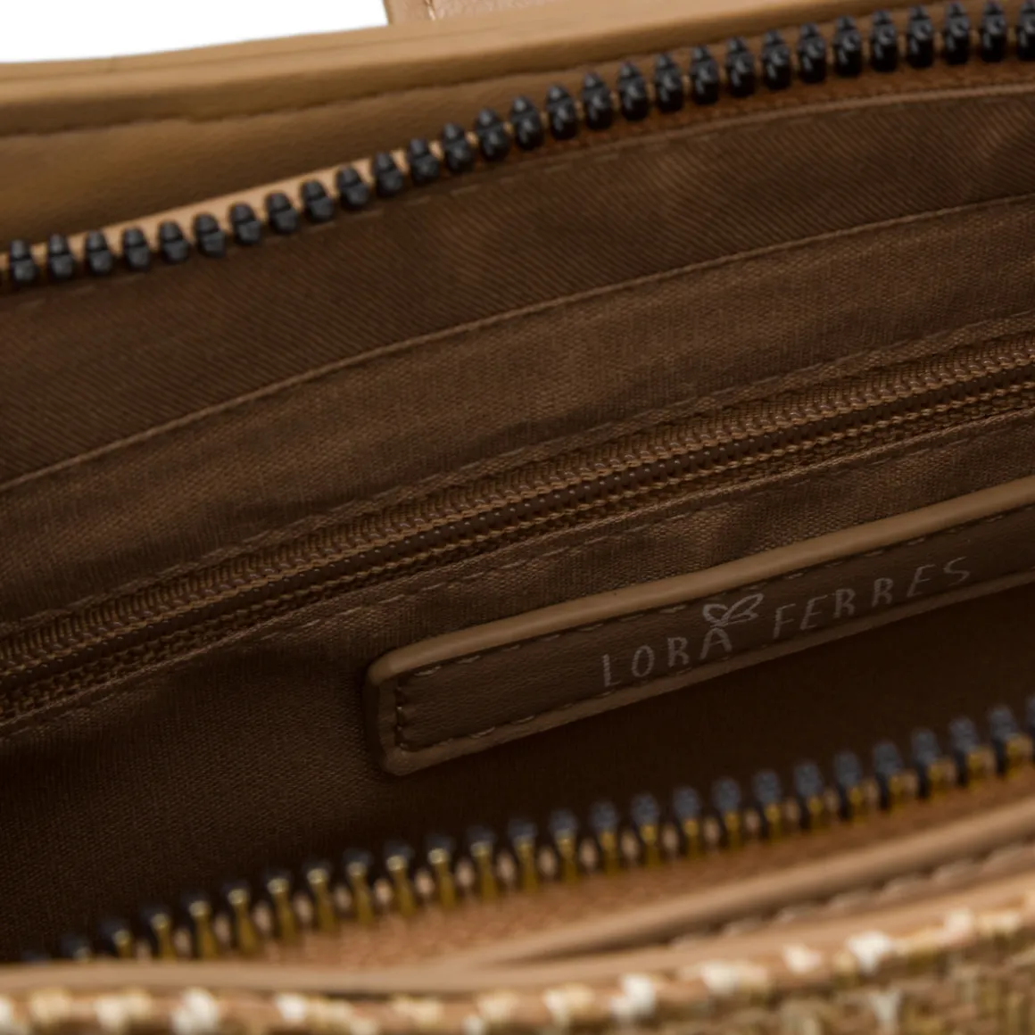 Borsa a mano beige da Donna con dettaglio effetto rafia Lora Ferres