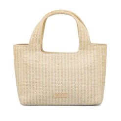 Borsa a mano bianca da Donna in tessuto intrecciato effetto rafia Lora Ferres