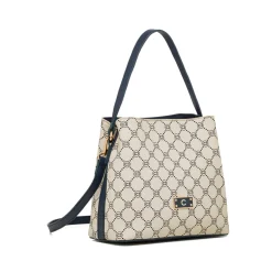 Borsa a mano bianco off-white e blu da Donna con logo Carrera Jeans