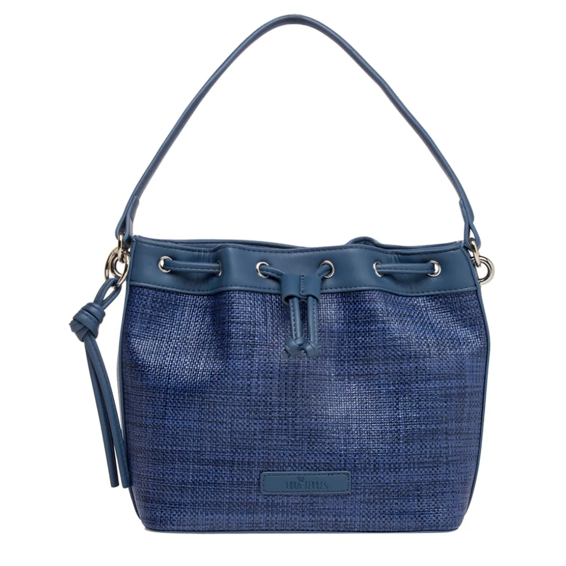 Borsa a mano blu da Donna con dettaglio effetto rafia Lora Ferres