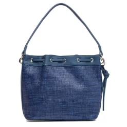 Borsa a mano blu da Donna con dettaglio effetto rafia Lora Ferres
