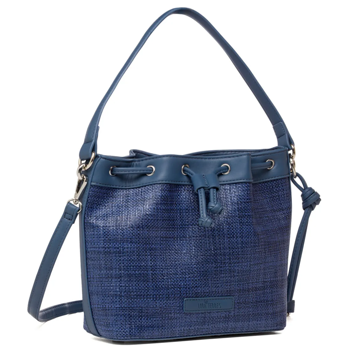 Borsa a mano blu da Donna con dettaglio effetto rafia Lora Ferres