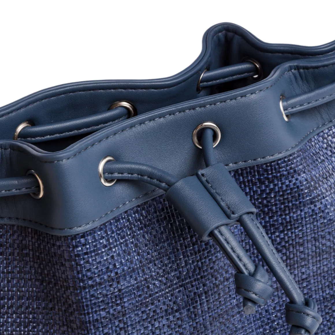 Borsa a mano blu da Donna con dettaglio effetto rafia Lora Ferres