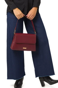 Borsa a mano Bordeaux da Donna con logo Lora Ferres