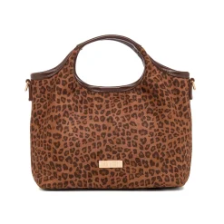Borsa a mano con stampa leopardata marrone da Donna Lora Ferres