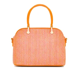 Borsa a mano da Donna Arancione effetto raffia con logo frontale Lora Ferres